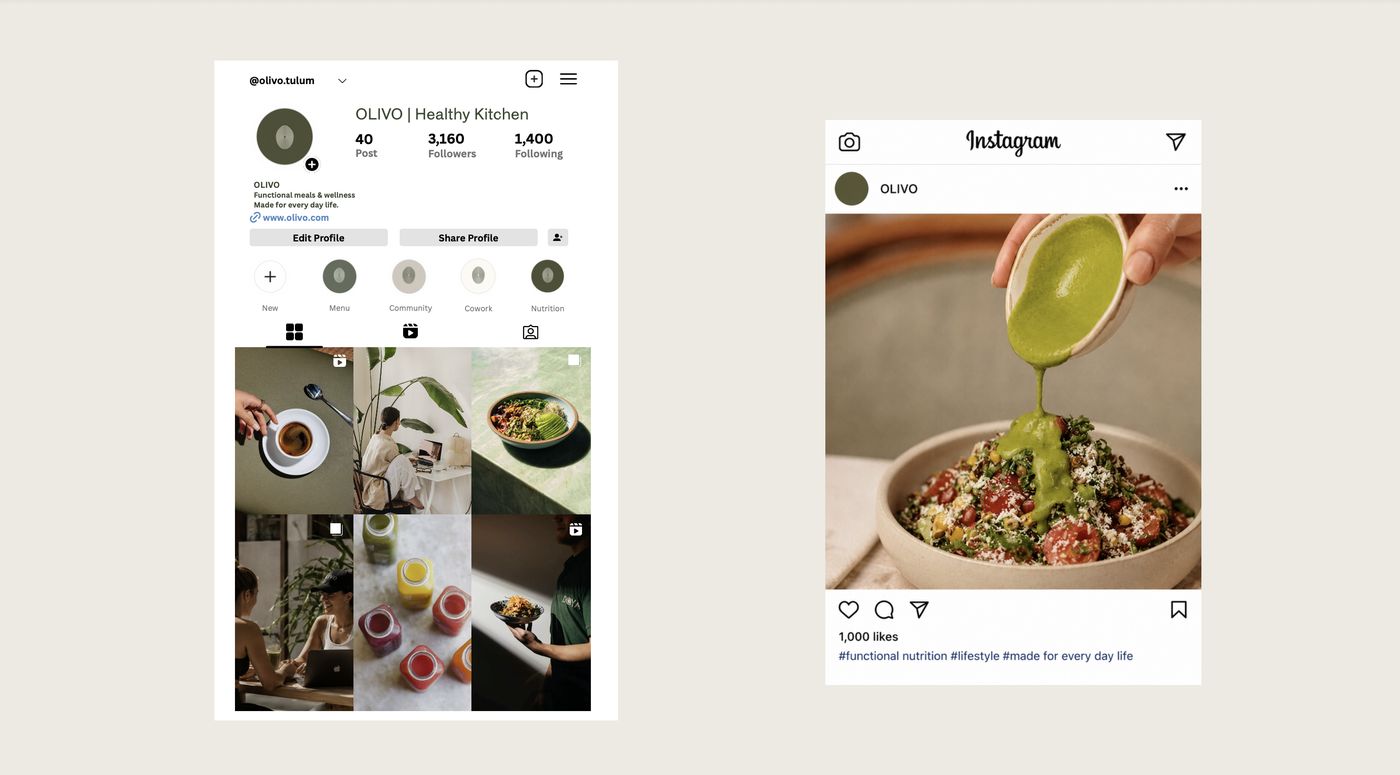 Olivo — Instagram profile and post design